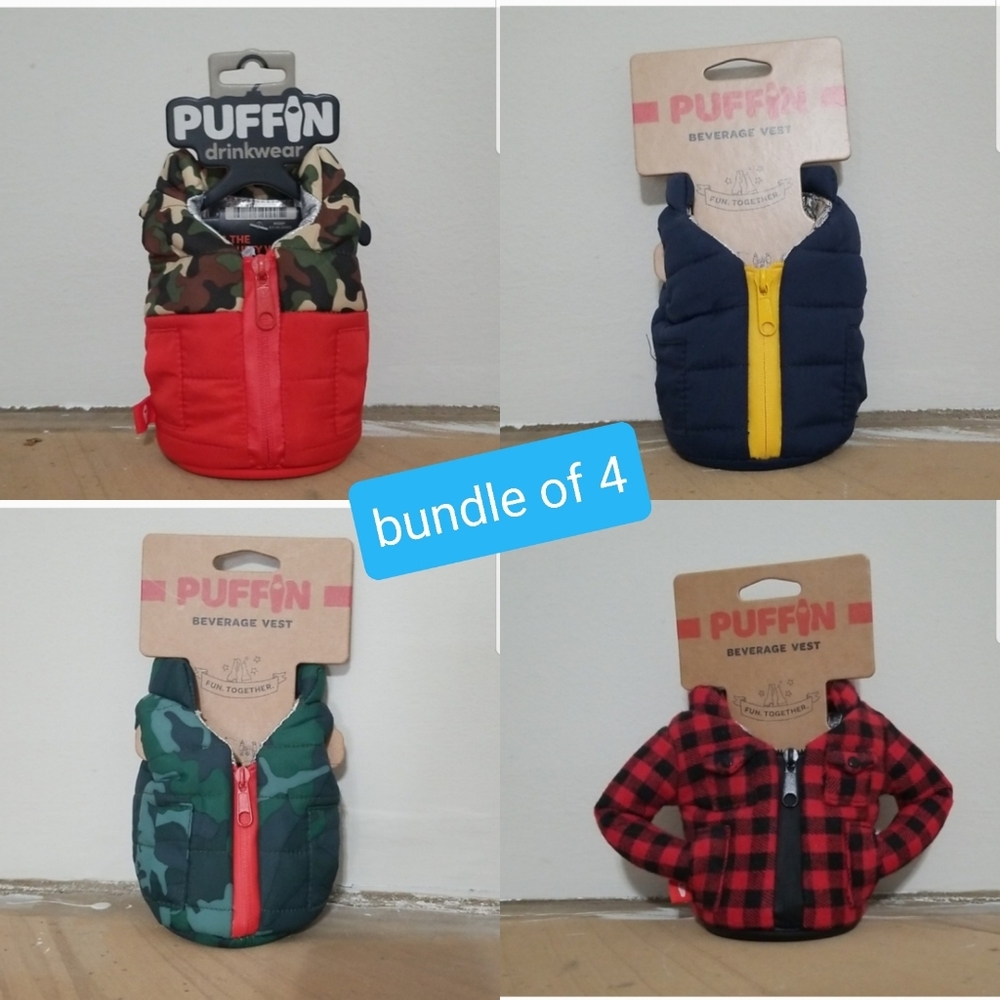 NEW! Puffin Beverage Vest Bundle Of 4 NWT